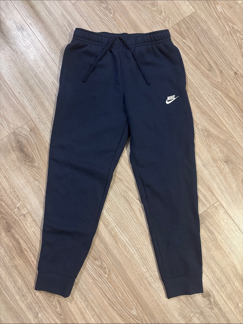 Nike Men’s Navy Fleece Joggers with White Swoosh Medium